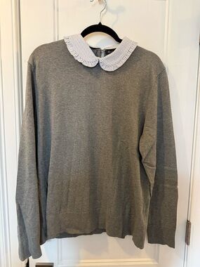 Brooks Brothers crewneck sweater with pinstripe removable collar